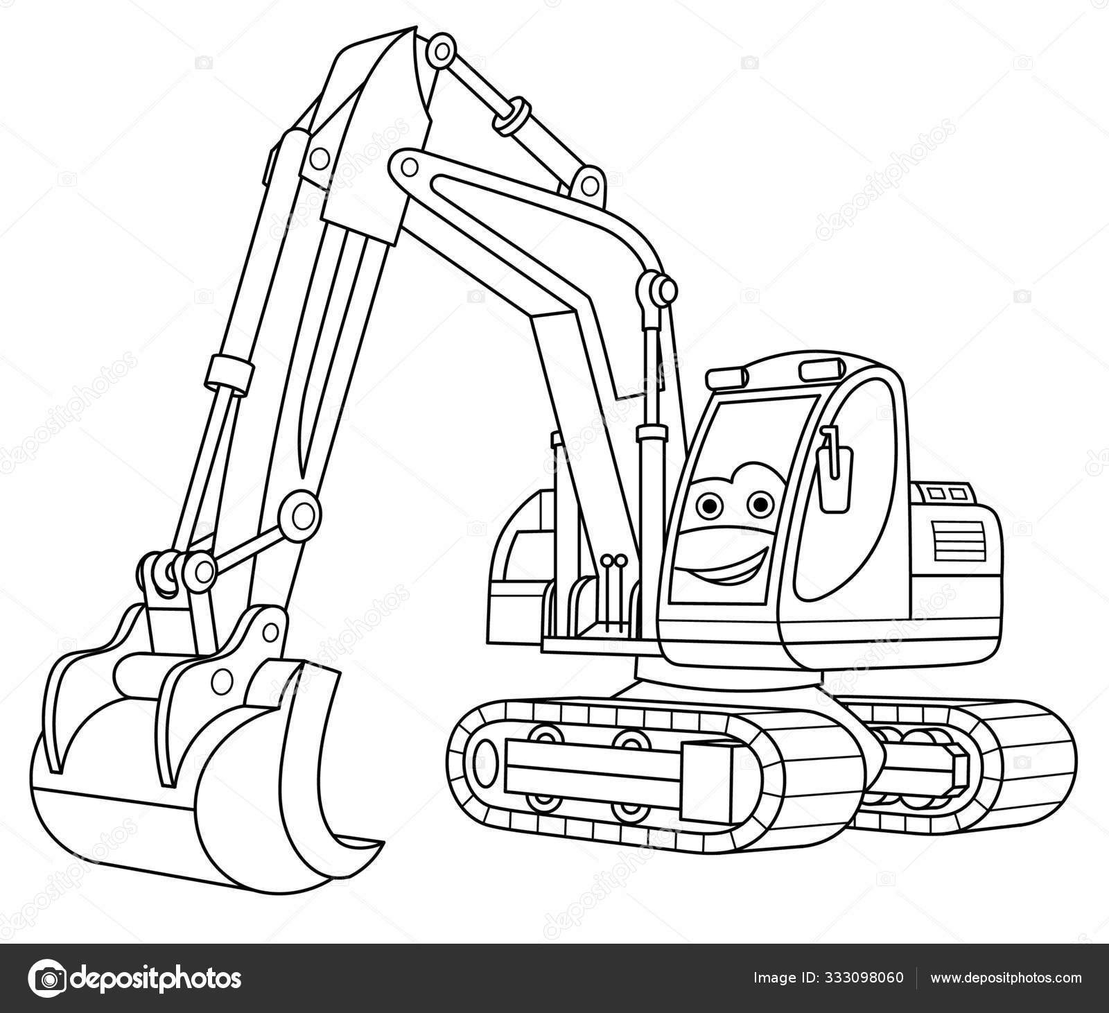 Coloring page with excavator stock vector by sybirko