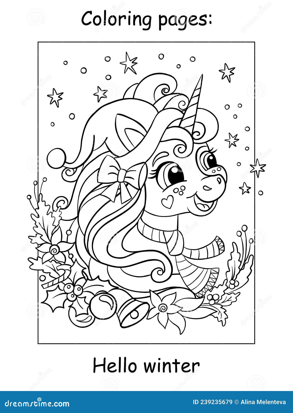 Unicorn christmas coloring page stock illustrations â unicorn christmas coloring page stock illustrations vectors clipart