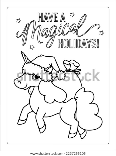 Winter unicorn coloring page kids coloring stock vector royalty free
