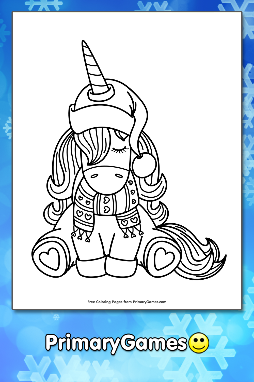 Winter unicorn coloring page â free printable pdf from