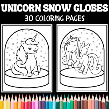 Unicorn snow globe coloring pages by teachers helper tpt