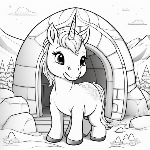 Cute unicorn in snow