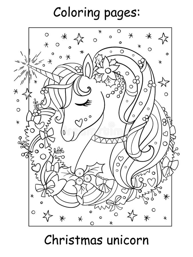 Unicorn christmas coloring books stock illustrations â unicorn christmas coloring books stock illustrations vectors clipart