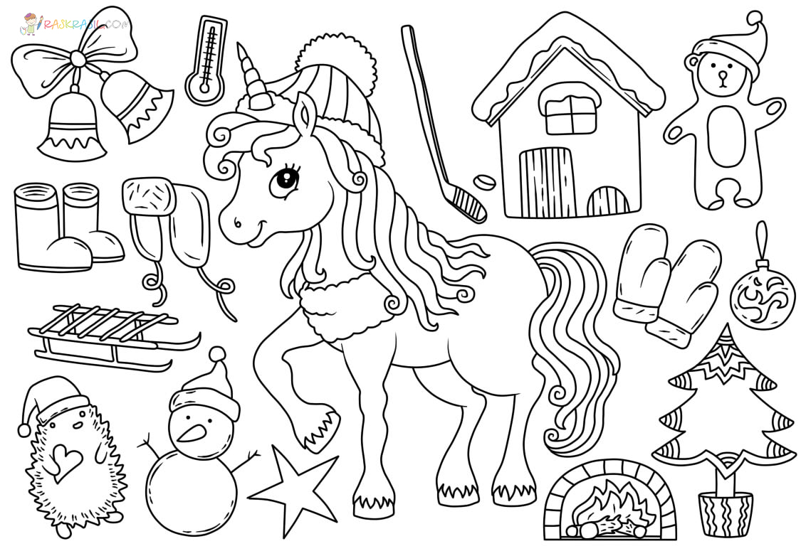Christmas unicorn coloring pages pictures free printable