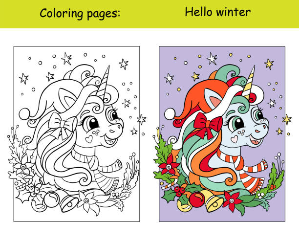 Unicorn cartoon coloring page stock photos pictures royalty