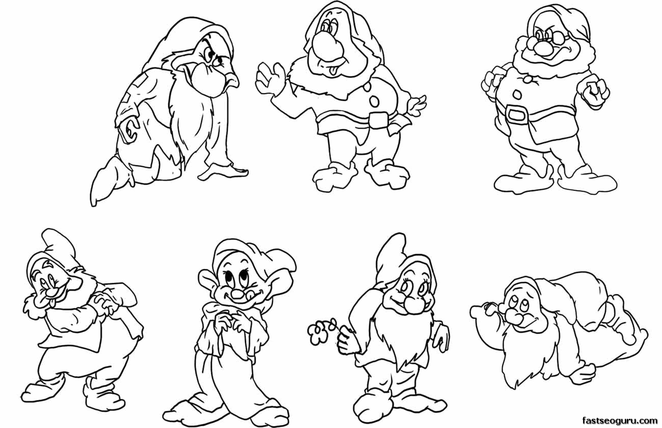 Printable the seven dwarfs from snow white coloring pagesgif ã cartoon coloring pages disney coloring pages coloring pages