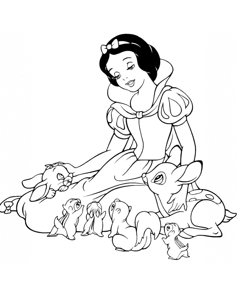 Snow white and the seven dwarfs coloring pages