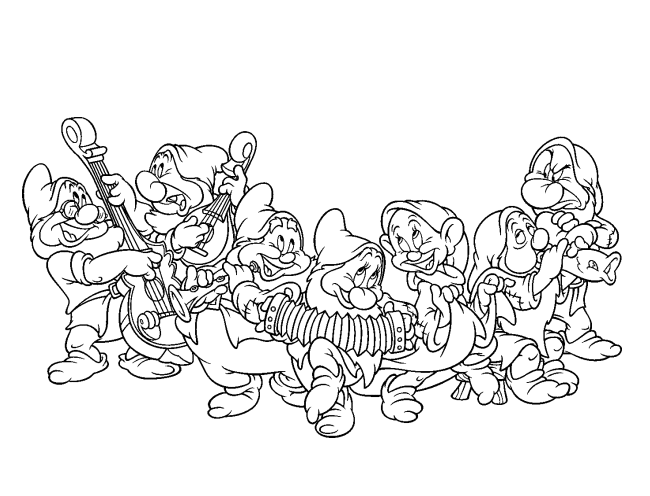 Snow white and the seven dwarfs coloring pages printable for free download