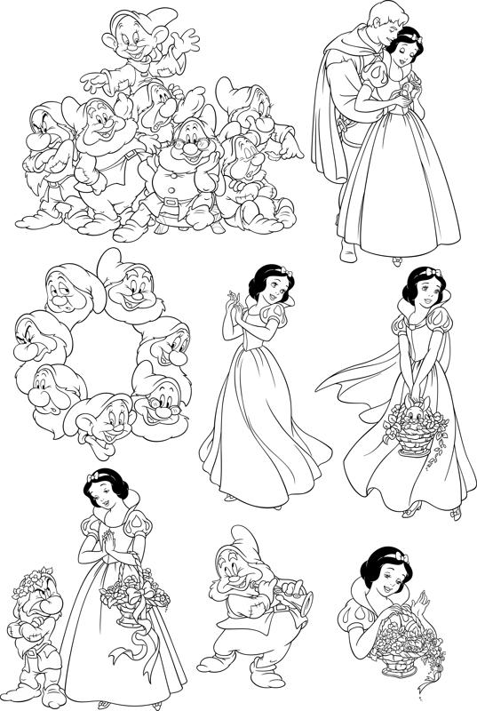 Seven dwarfs snow white wall decal free vector cdr download