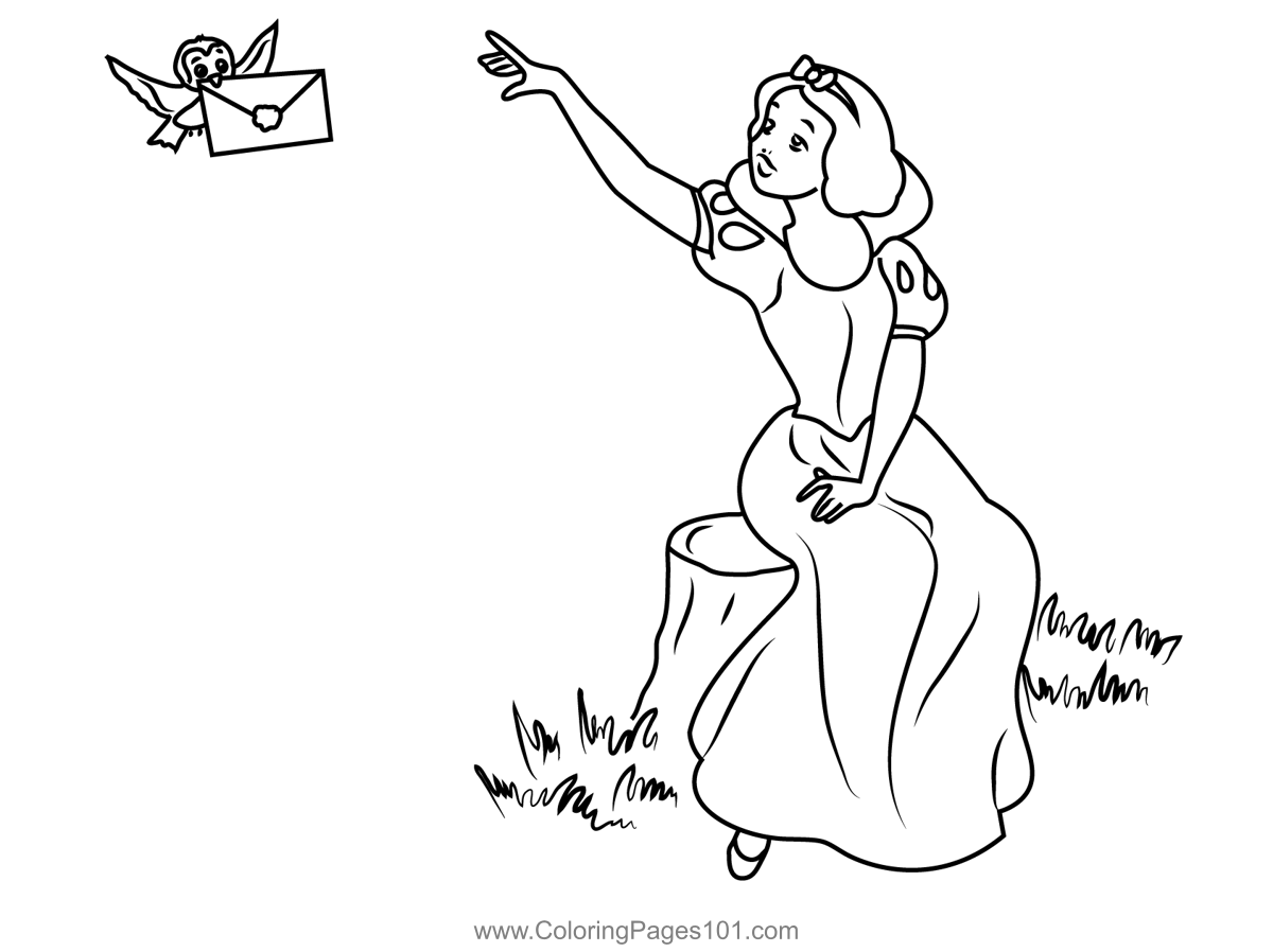 Snow white coloring page for kids