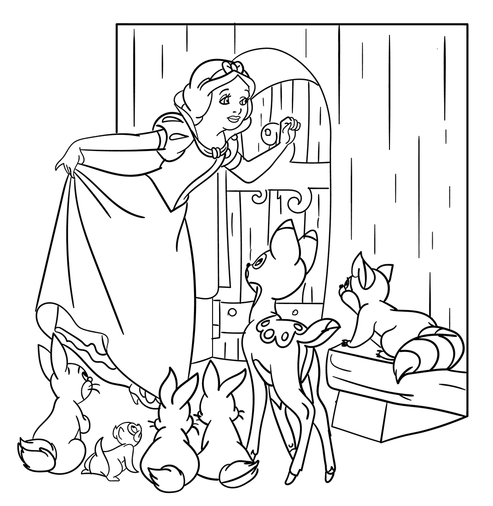 Snow white and the seven dwarfs coloring pages printable for free download