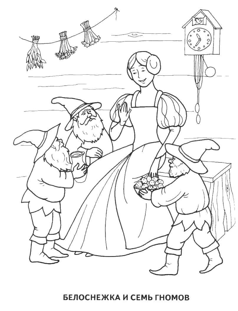 Online coloring pages coloring page snow white and the seven dwarfs tales download print coloring page