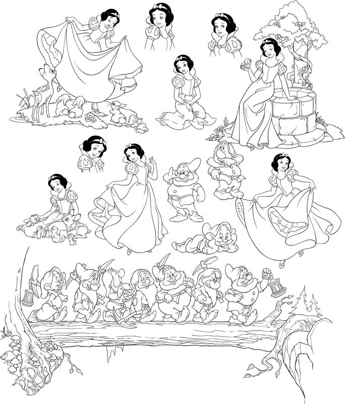 Pretty snow white and seven dwarfs grumpy free vector cdr download