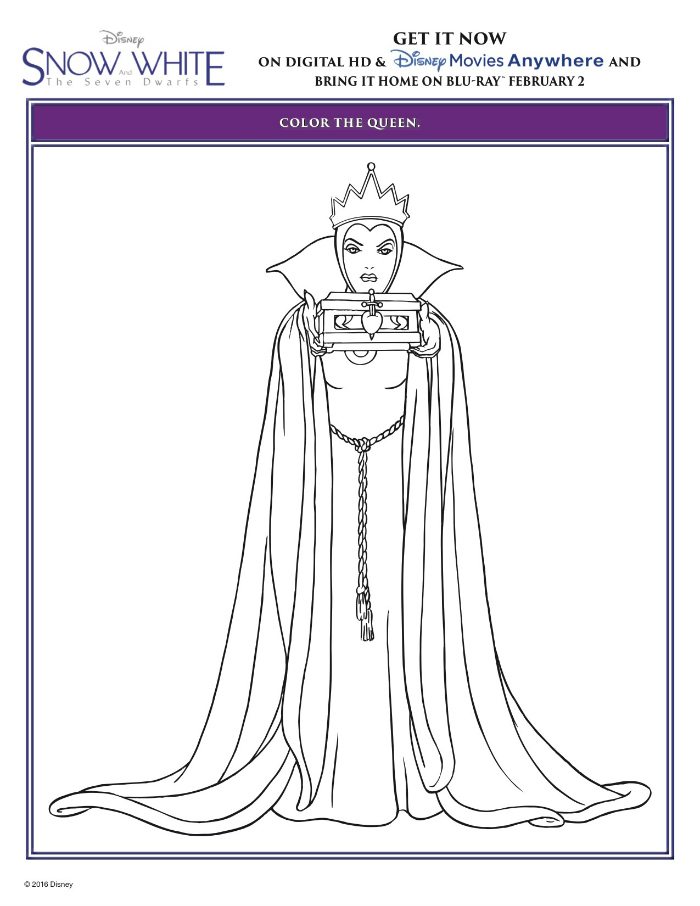 Snow white and the seven dwarfs queen coloring page