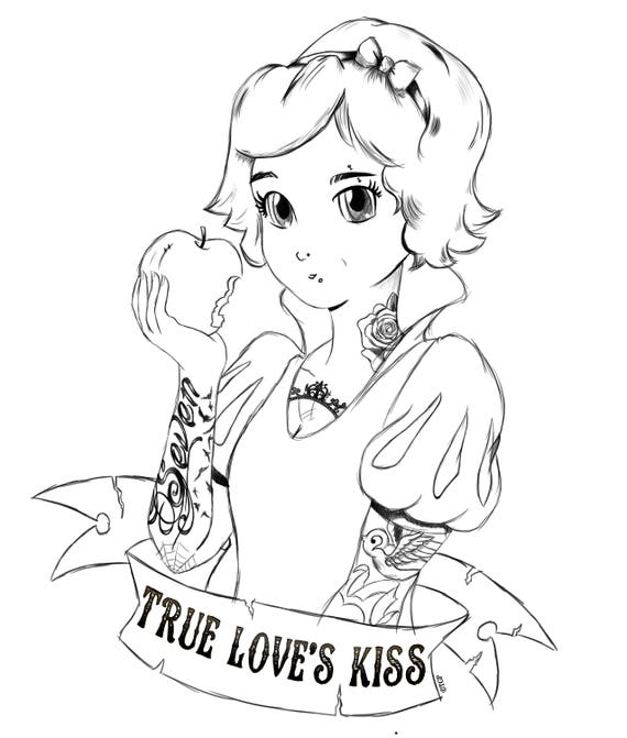 Punk princess snow white colouring page