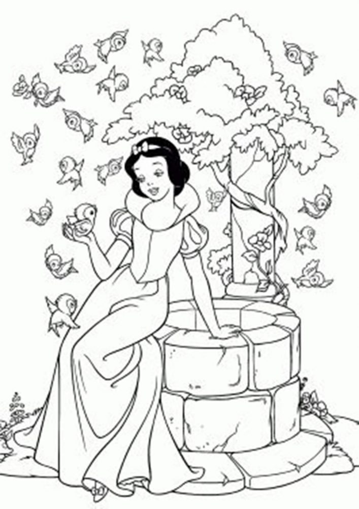 Free easy to print snow white coloring pages