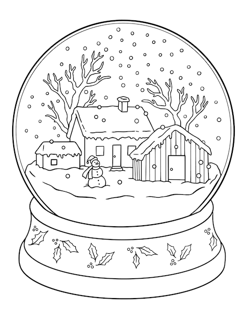 Premium vector christmas snowball coloring page