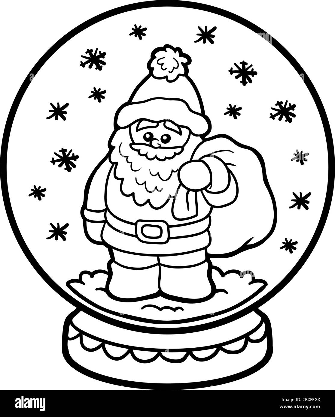 Coloring book for children winter snowball with santa claus stock vector image art
