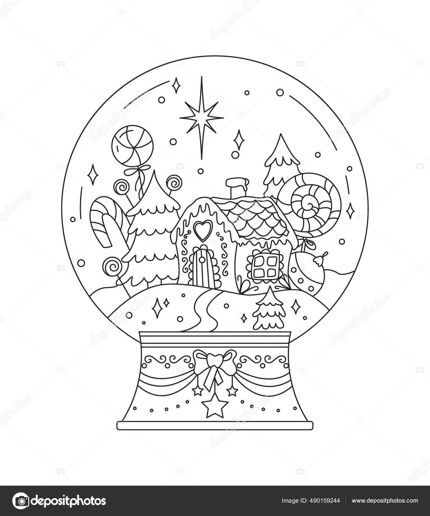 Winter snowball gingerbread house candy christmas trees vector illustration art stock vector by viktoriia