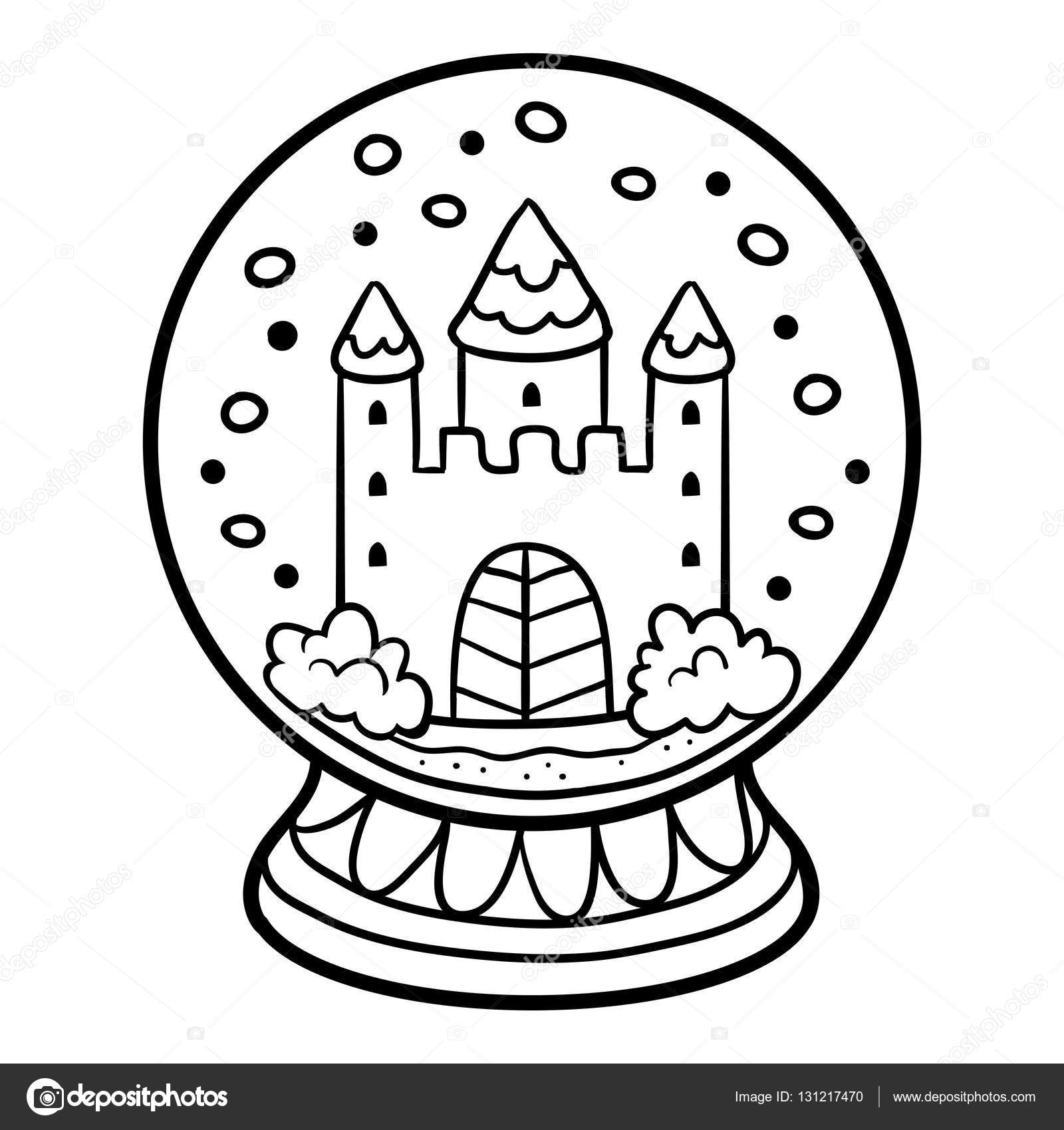 Coloring book for children snowball with castle stock vector by ksenyasavva
