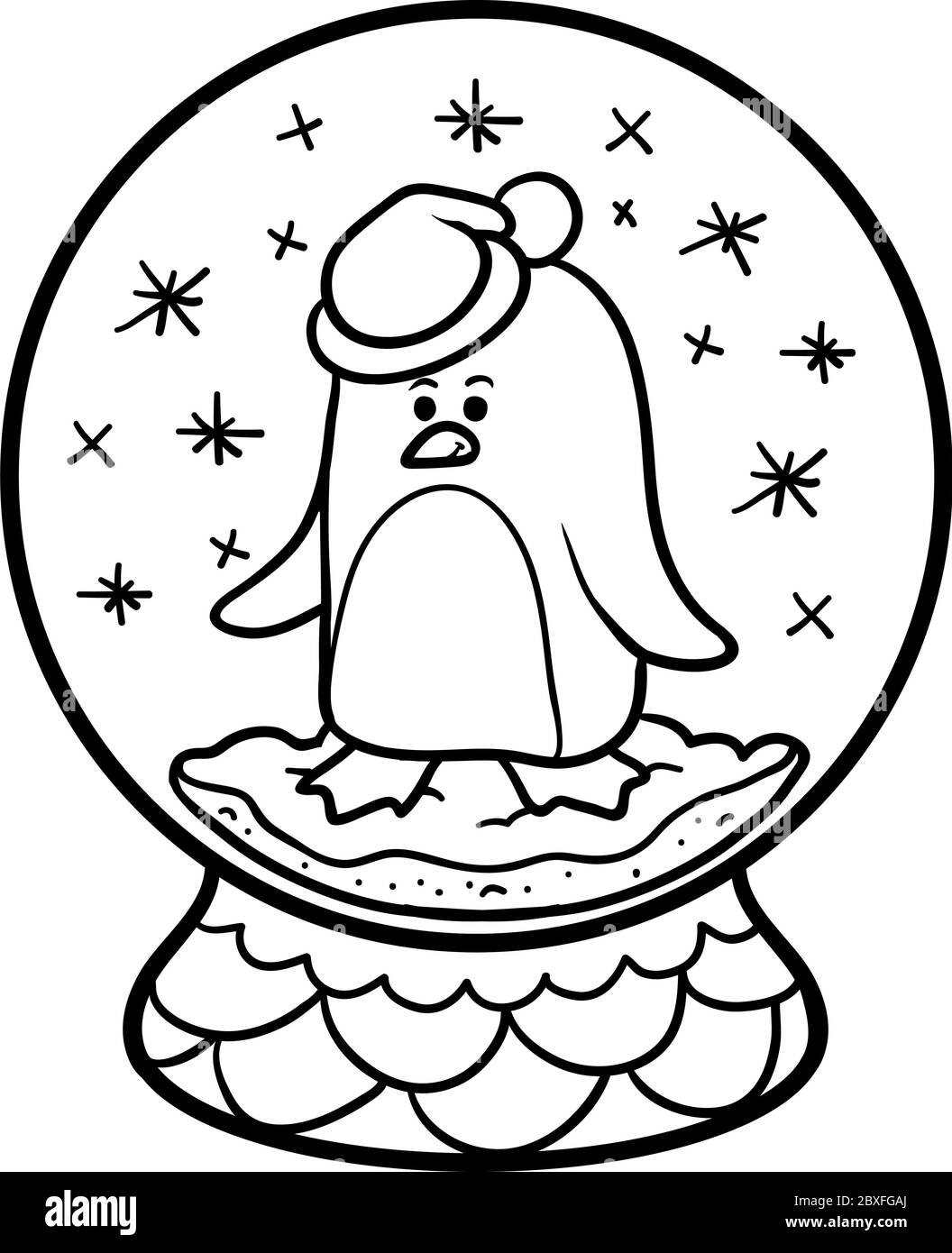 Coloring book for children winter snowball with penguin stock vector image art