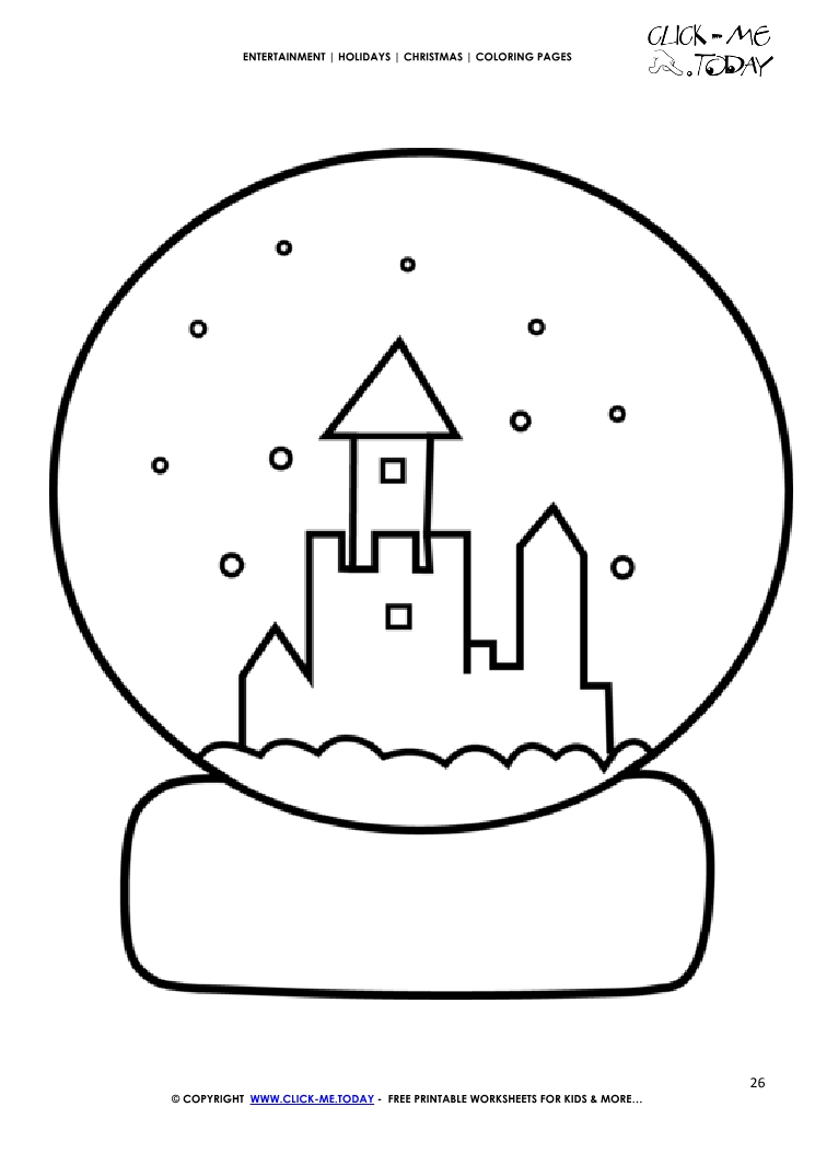 Free christmas snowball glass coloring page