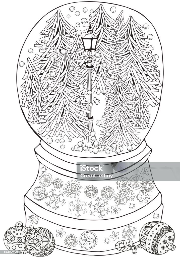 Winter snowball adult coloring book stock illustration