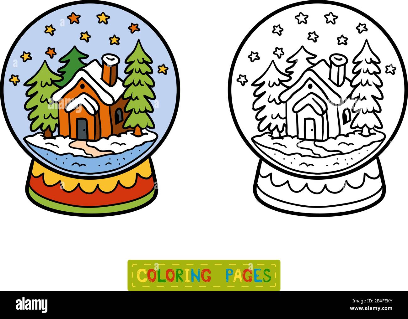 Coloring book for children winter snowball with house stock vector image art