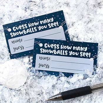 Distinctivs winter holiday party games â how many snowballs do you see guessing game â extra guessing cards