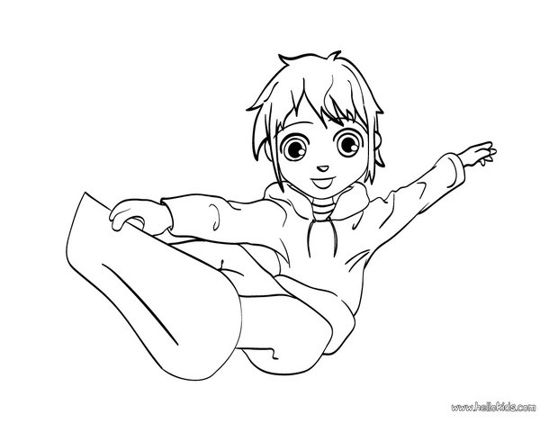 Snowboarding boy coloring pages