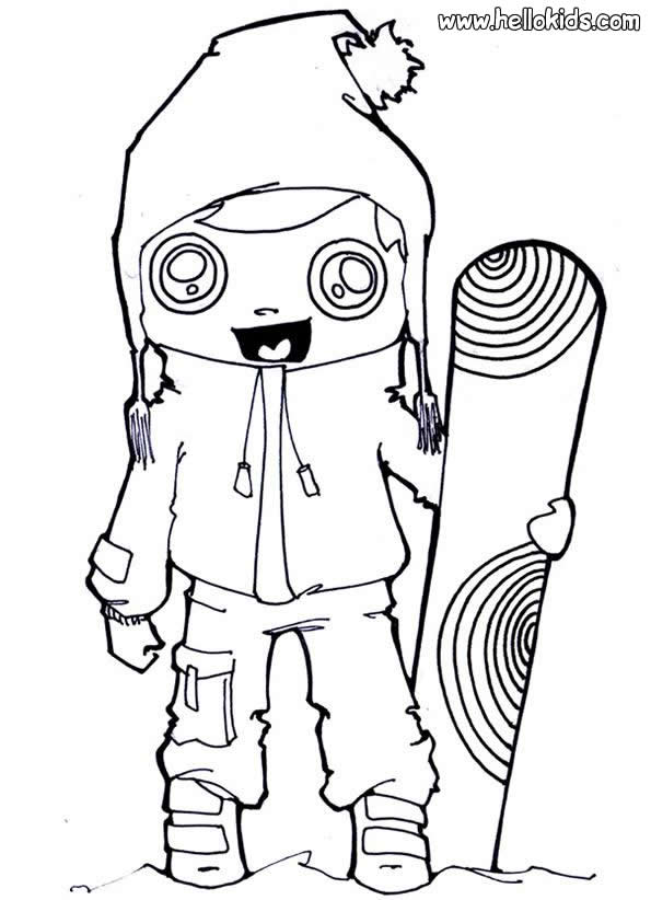 Snowboarding girl coloring pages