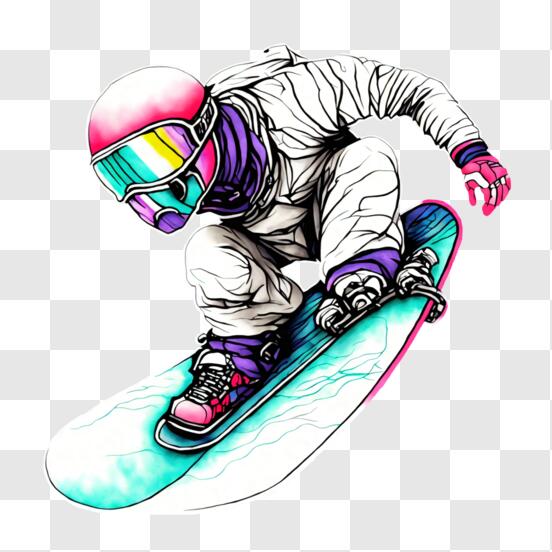 Download colorful snowboarding trick png online