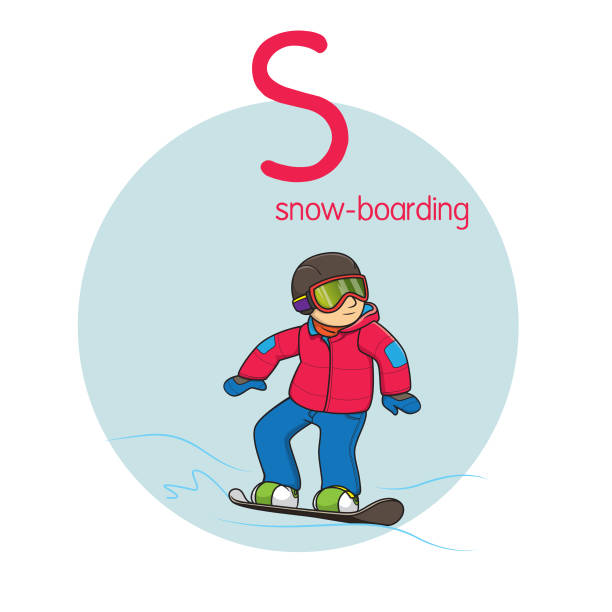 Snowboarding powder stock illustrations royalty