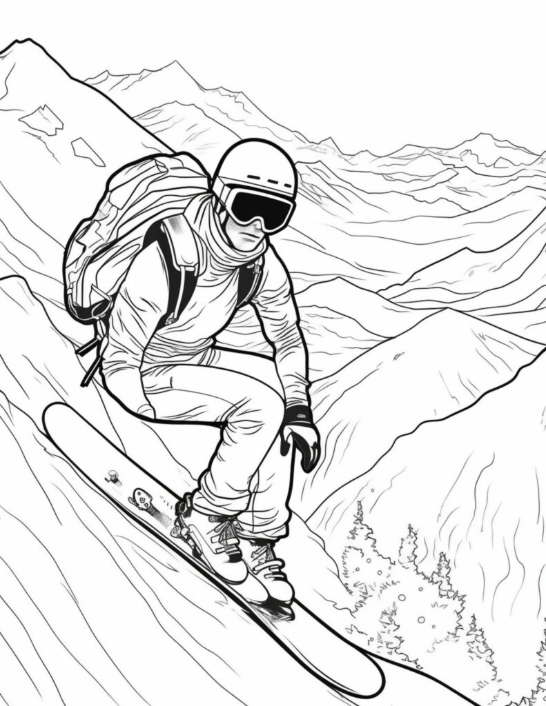 Snowboarding coloring pages