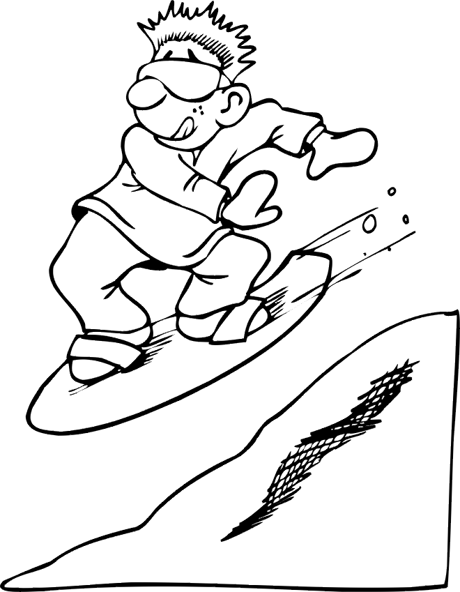 Snowboard coloring page snowboarder