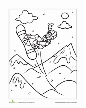 Extreme snowboarding worksheet education sports coloring pages coloring pages winter crafts
