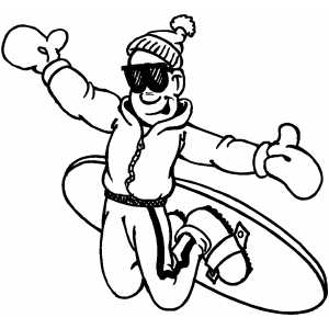 Happy snowboarder coloring page
