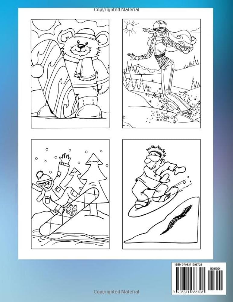 Snowboard coloring book recreational illustrations with amazing coloring pages of snowboarding for fun and creativity perfect gift for special occasions world painting books