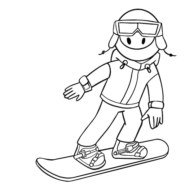 Premium vector snowboarder in balaclava riding on snowboard isolated vector illustration in cartoon style