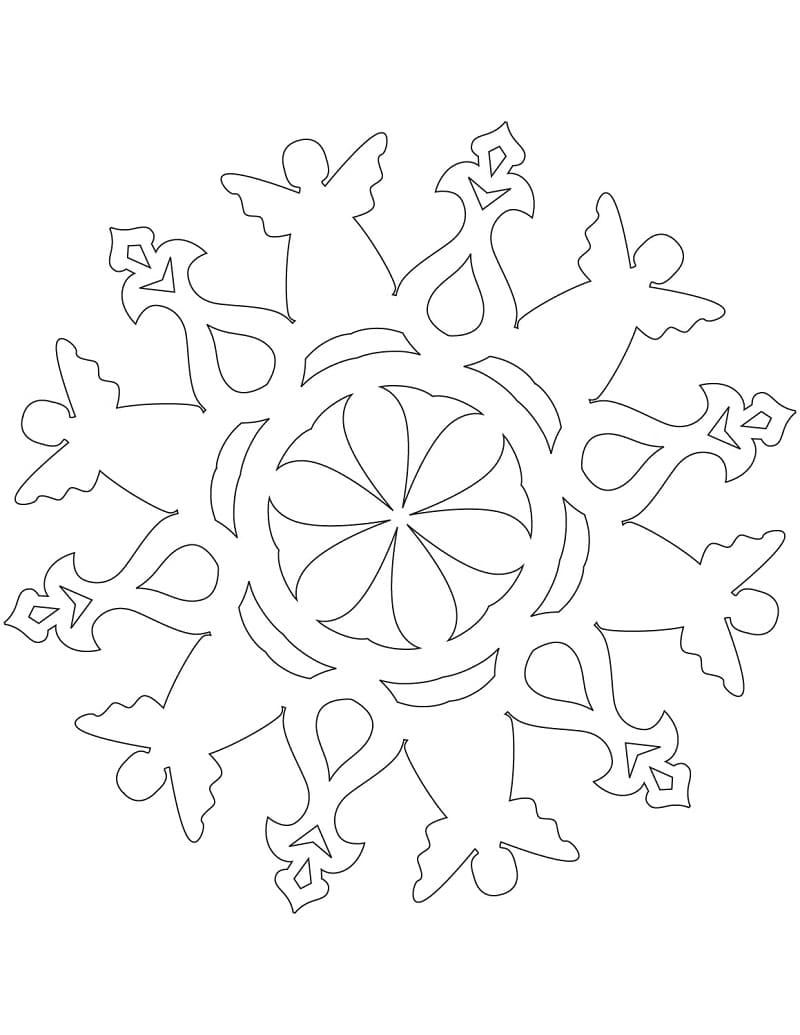 Angel snowflake coloring page