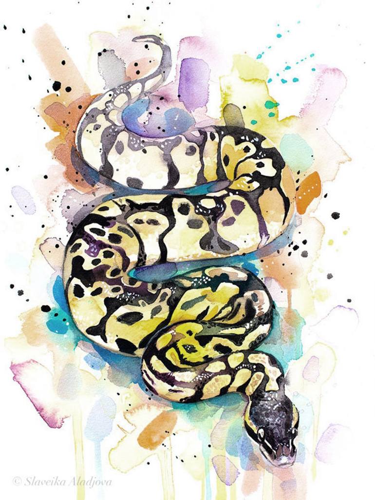 Pastel ball python snake painting by slaveika aladjova saatchi art
