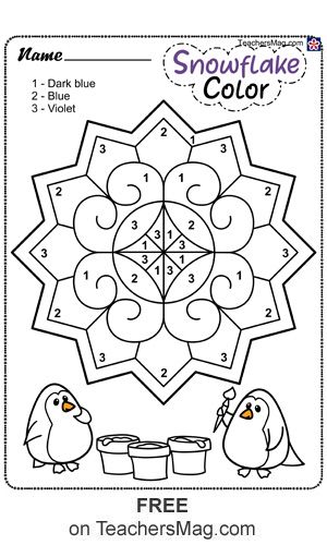 Snowflake color worksheets christmas worksheets activity sheets for kids classroom fun