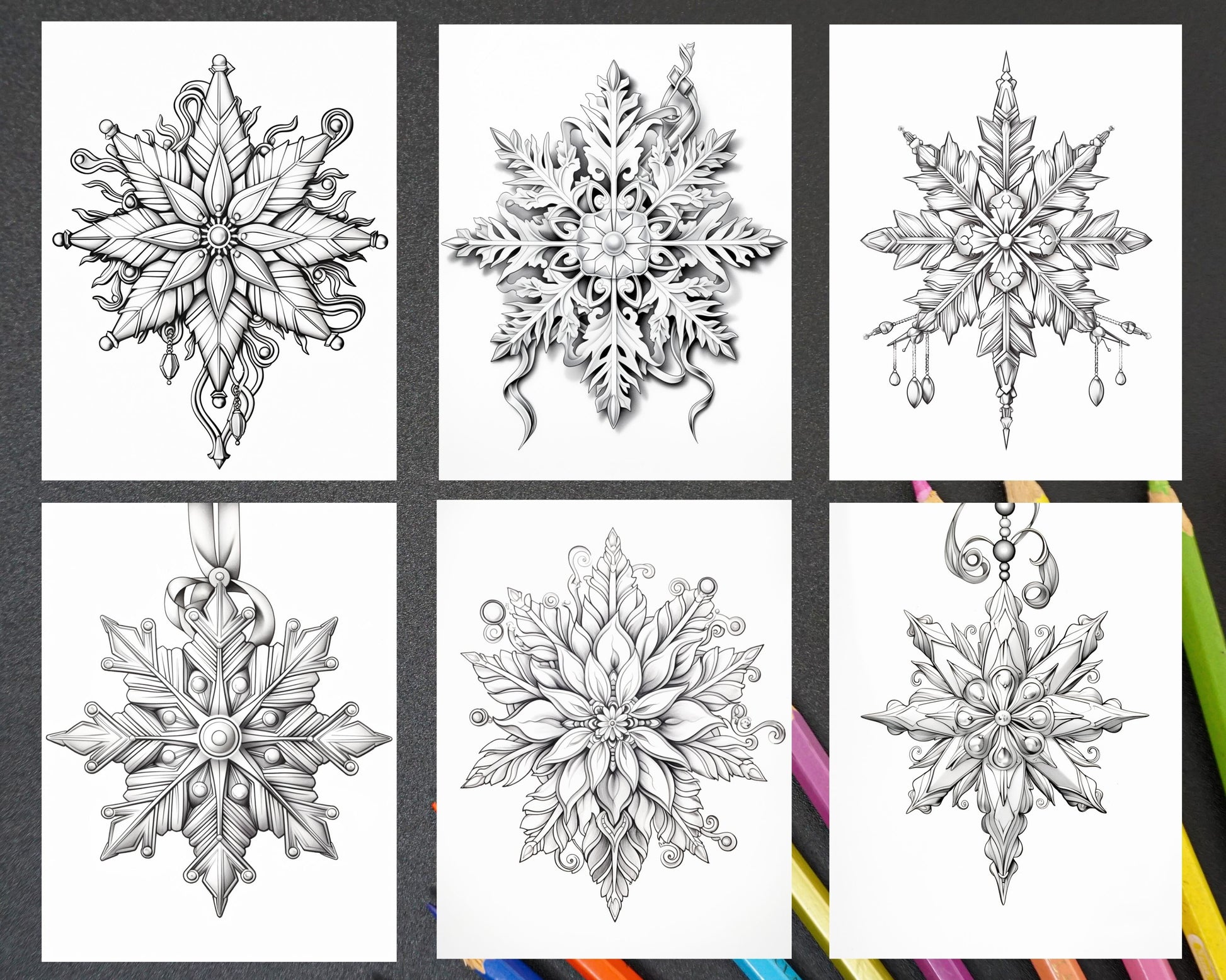Christmas snowflake grayscale coloring pages for adults printable â coloring