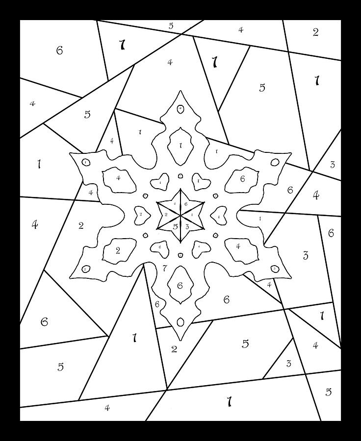 Winter snowflake color by number digital art by grace joy carpenter
