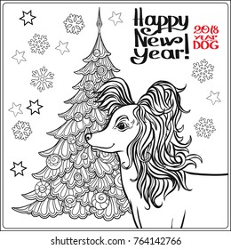 Coloring page chinese crested dog next stock vector royalty free