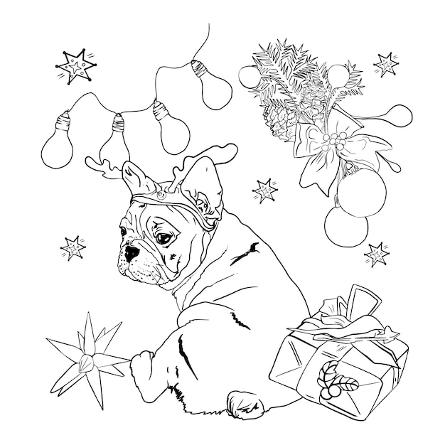 Premium vector christmas colouring pages from christmas elements animals and other decorations new years