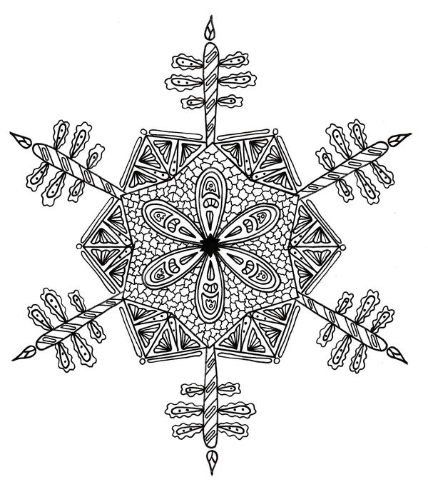Intricate snowflake adult coloring page