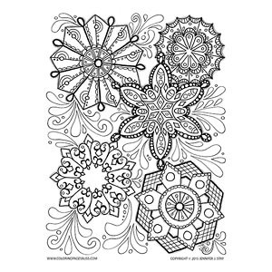 Holiday snowflakes color sheet