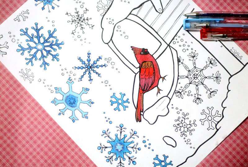 Winter snowflake coloring page for grown