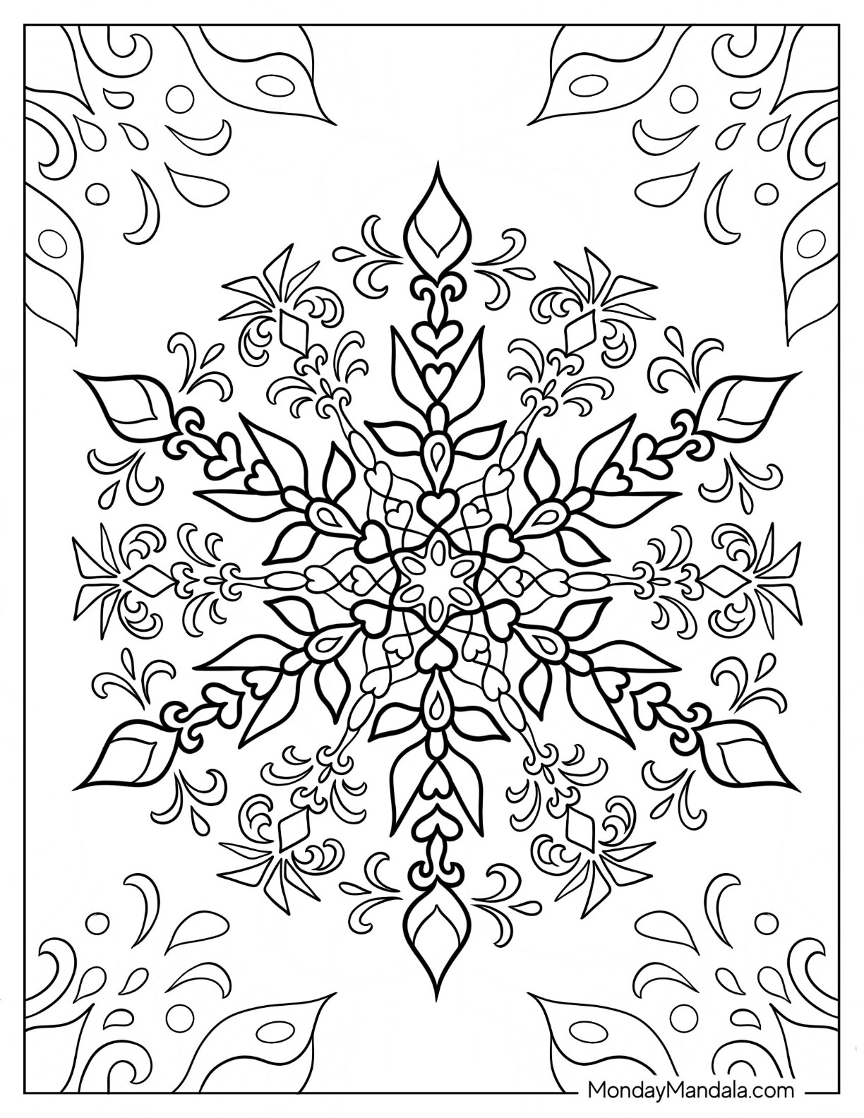 Snowflake coloring pages free pdf printables
